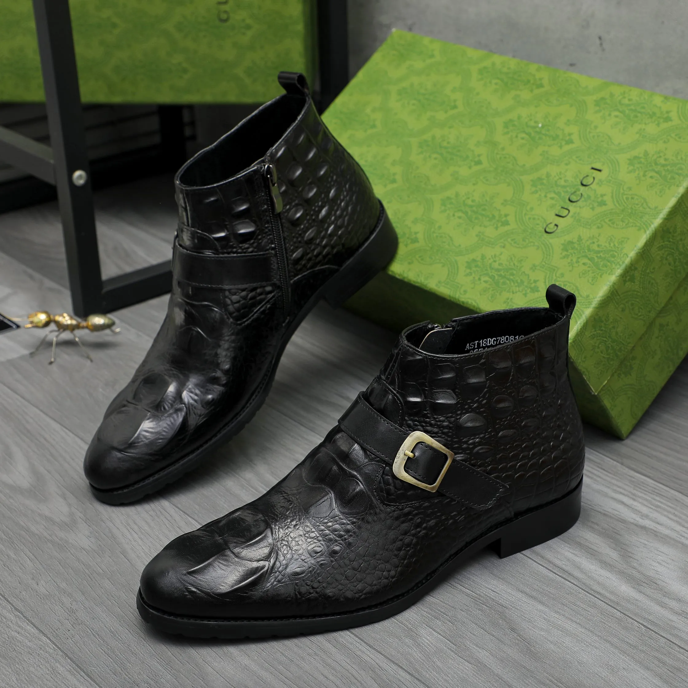 Men's shoes 💰p620 Product trademark: GUCCI "Gucci" high-top business leather shoes Regular size: 37-46 (37.46 is custom-made and non-returnable) Product materials: Selected crocodile pattern cowhide upper, pigskin lining, rubber outsole